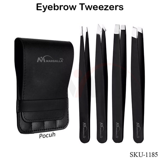 Eyebrow Tweezers Set of 4 with Pouch